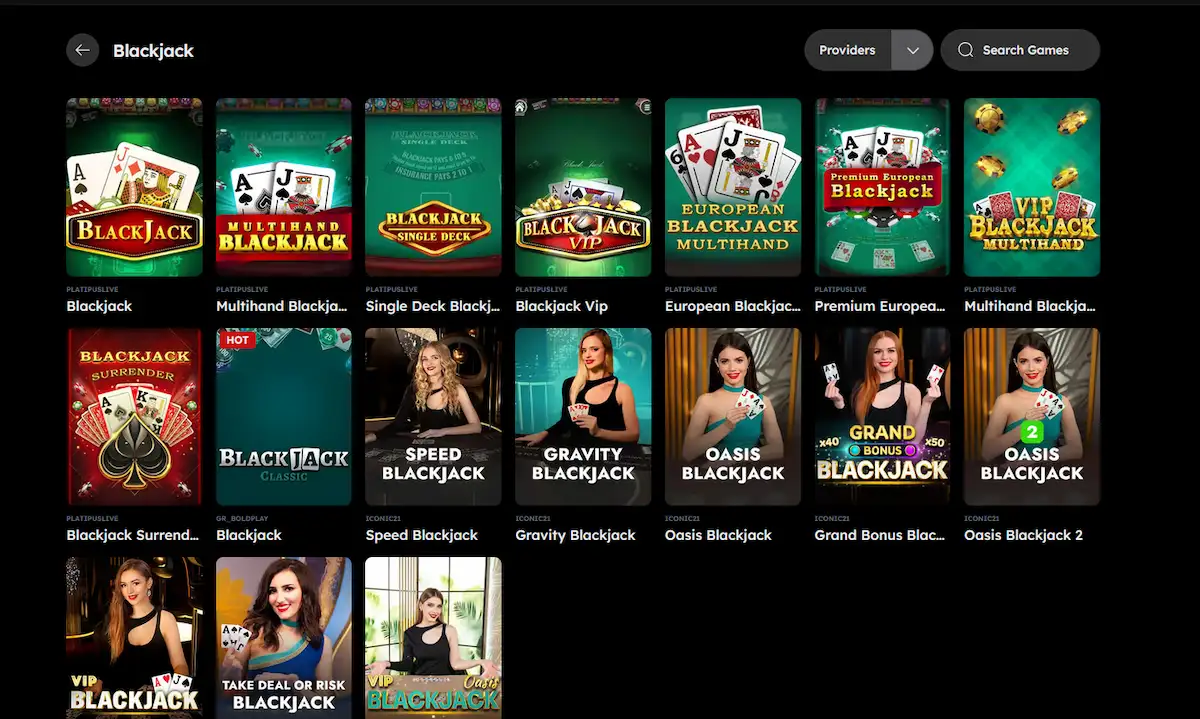 Live blackjack table at Vegas Nova Casino